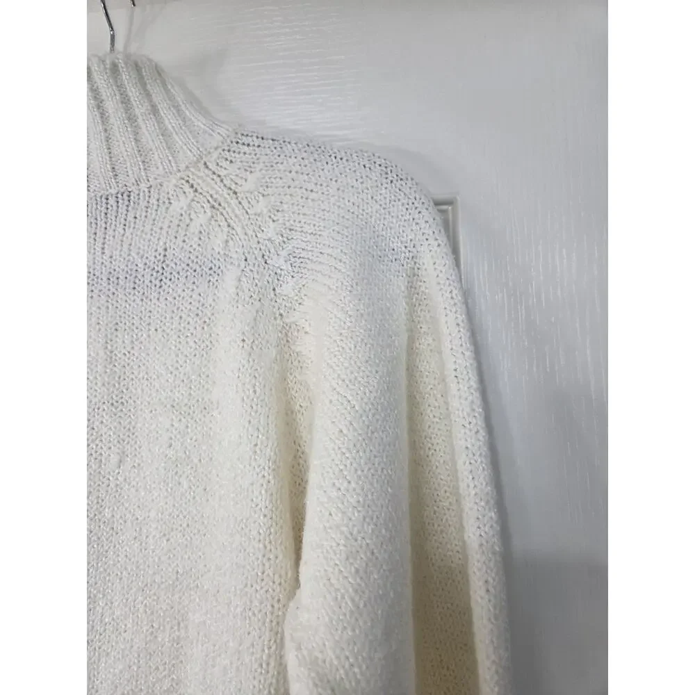 Diane Von Furstenberg White Vintage Chunky Cozy Pullover Sweater, Size Medium - Picture 9 of 11